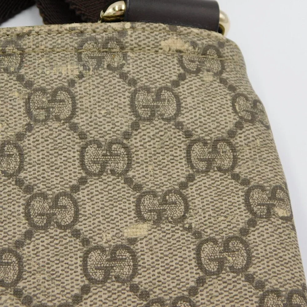 Gucci GG Supreme Coated Canvas Flat Messenger Bag | Beige Ebony | Fair Condition - Picture 11 of 16